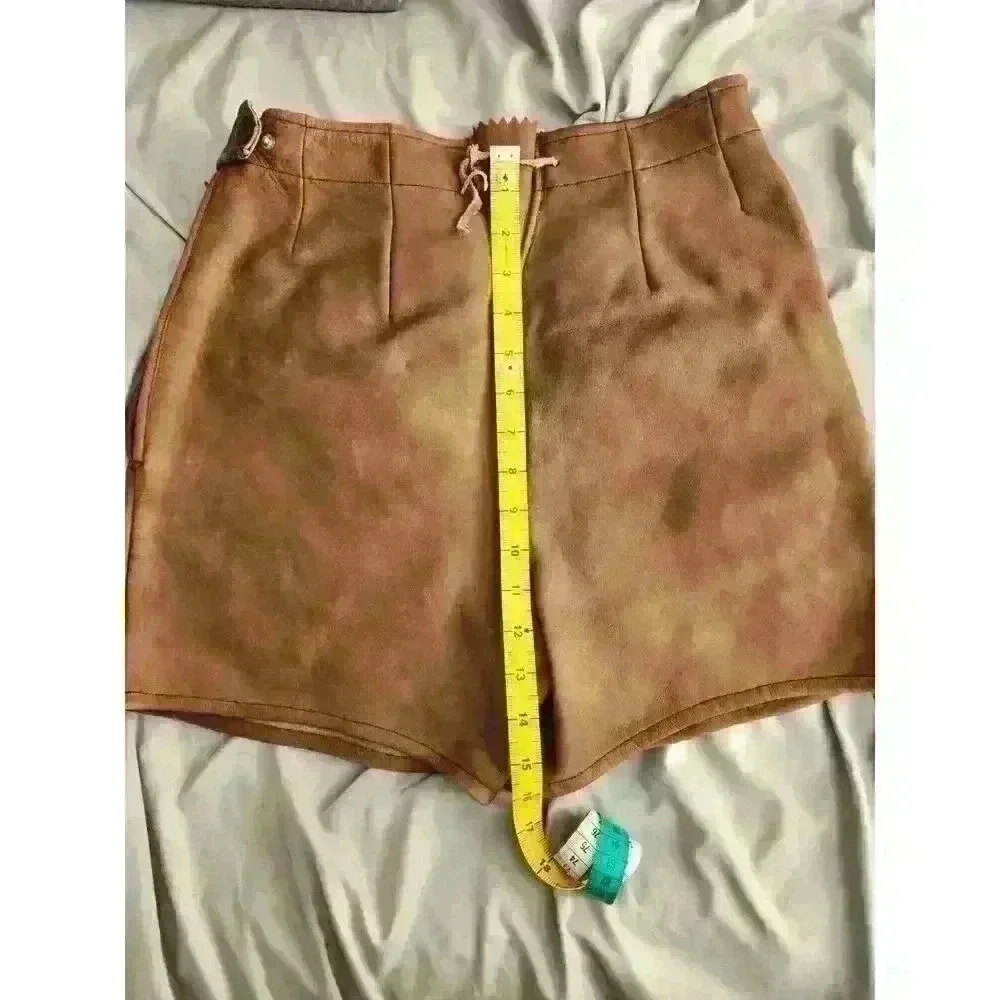Vintage German Leather Womens Shorts 60's Size‎ M SEE PHOTOS Hipster Classy